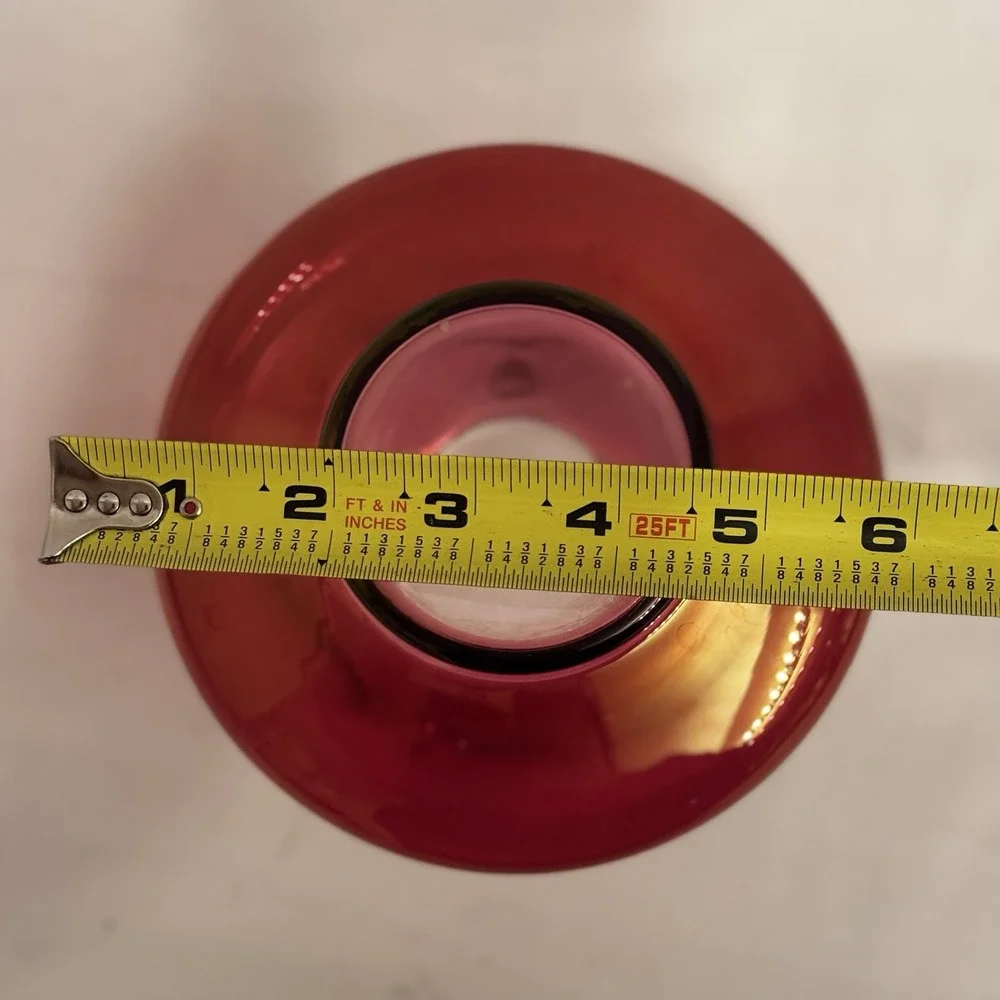 Vintage Antique  Cranberry Flashed Ruffle Glass‎ Vase